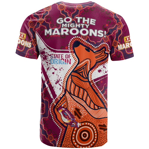 Queensland Team T-Shirt - Custom Queensland Maroons Kangaroo Dot Art Painting Splash T-shirt Queensland Team T-Shirt - Custom Queensland Maroons Kangaroo Dot Art Painting Splash T-shirt
