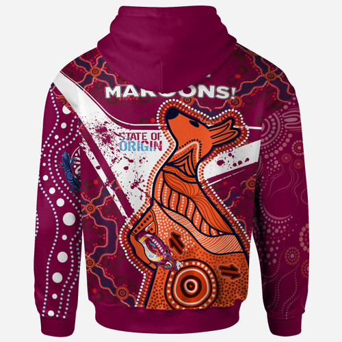 Queensland Team Hoodie - Custom Queensland Maroons Kangaroo Dot Art Painting Splash Hoodie Queensland Team Hoodie - Custom Queensland Maroons Kangaroo Dot Art Painting Splash Hoodie