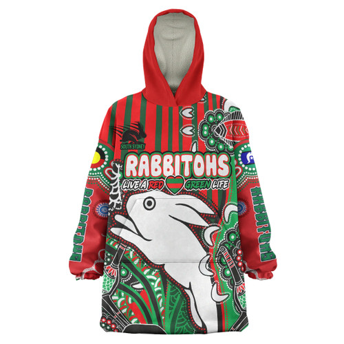 Australia South Sydney Rabbitohs Custom Snug Hoodie - Indigenous Dreaming Souths "Live A Red Green Life" Oodie