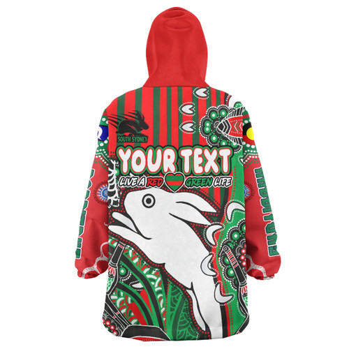 South Sydney Rabbitohs Snug Hoodie - Indigenous Dreaming Souths "Live A Red Green Life"