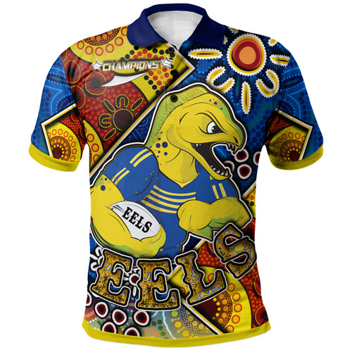 Parramatta Eels Polo Shirt - Custom Parramatta Eels Ball With Aboriginal Inspired Art Personalised Player And Number Polo Shirt