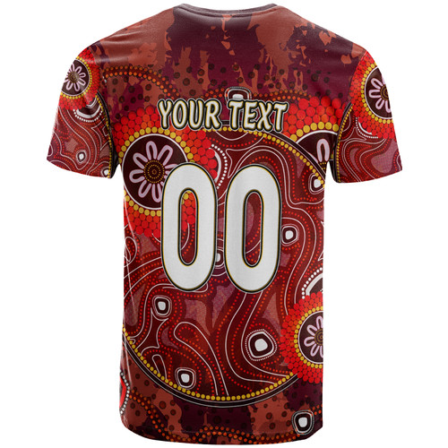 Queensland Maroons T-Shirt - Custom Maroons Kangaroo With Aboriginal Inspired Style Of Dot Painting Personalised Player And Number T-Shirt