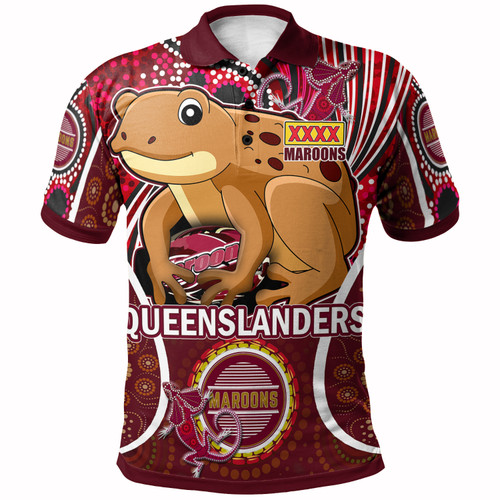 Queensland Team Polo Shirt - Custom QLD Maroons Cane Toads With Art Personalised Player And Number Polo Shirt