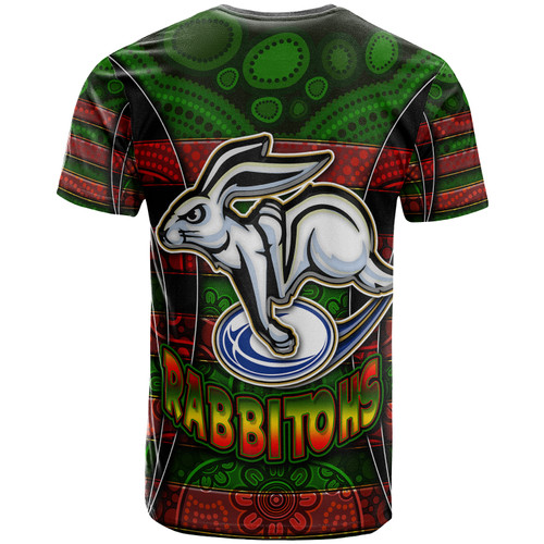 Australia Rabbitohs T-Shirt - Custom Rabbit Aboriginal Inspired Style Pattern Personalised Player And Number T-Shirt