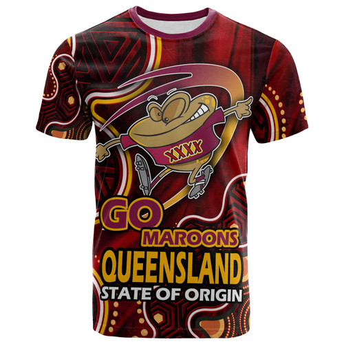 Queensland Rugby League Team T-shirt - Custom Queensland Maroons Rugby Ball STATE OF ORIGIN T-shirt