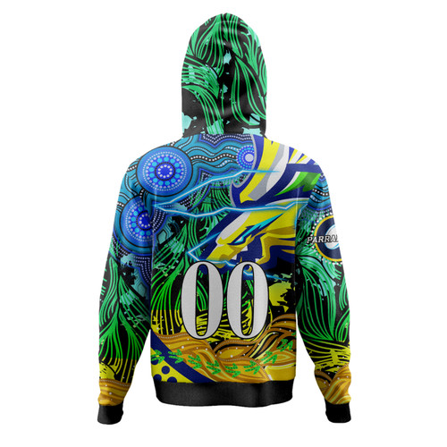 Parramatta Eels Hoodie - Custom Electric Parramatta Eels with Aboriginal Inspired Dot Painting Player And Number Hoodie Parramatta Eels Hoodie - Custom Electric Parramatta Eels with Aboriginal Inspired Dot Painting Player And Number Hoodie