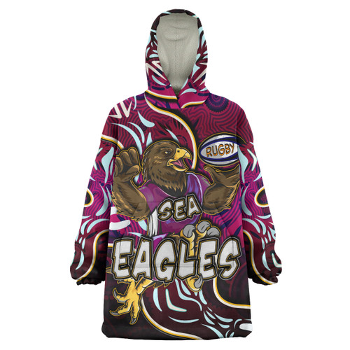 Sea Eagles Rugby Snug Hoodie - Custom Eagles Rugby With Aboriginal Patterns Personalised Player And Number Oodie Blanket