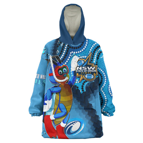 New South Wales League Team Snug Hoodie - Custom New South Wales Blues Dreaming Cockroaches  Oodie Blanket