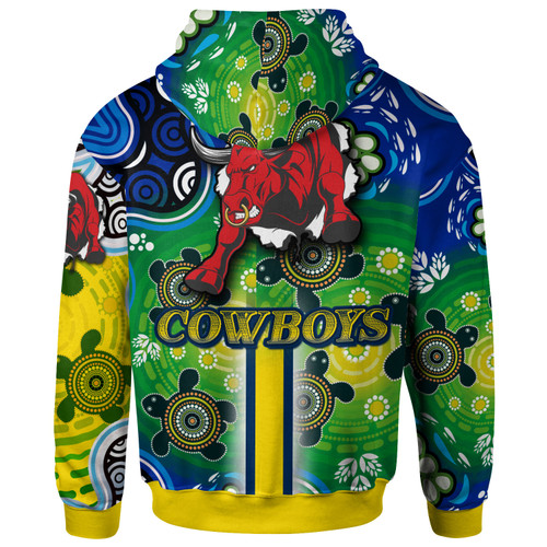 North Queensland Cowboys Hoodie - Custom North Queensland Cowboys Logo Aboriginal Inspired Indigenous Sport Style Hoodie North Queensland Cowboys Hoodie - Custom North Queensland Cowboys Logo Aboriginal Inspired Indigenous Sport Style Hoodie