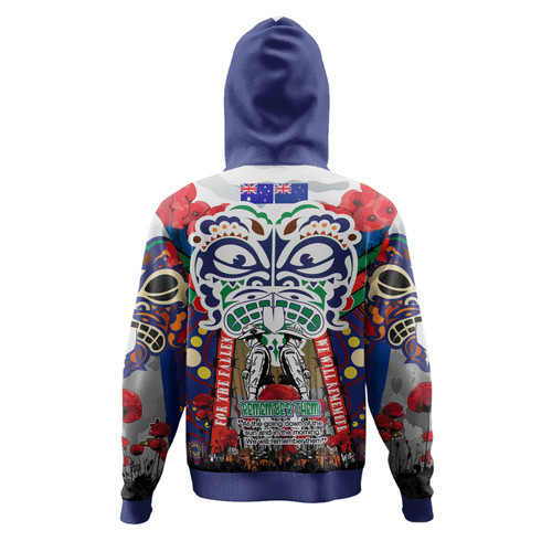 New Zealand Anzac Watercolor Custom Hoodie - Remembrance Anzac Day With Maori Tiki Mask And Poppy Flower New Zealand Anzac Watercolor Custom Hoodie - Remembrance Anzac Day With Maori Tiki Mask And Poppy Flower