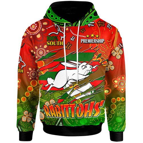 South Sydney Rabbitohs Hoodie - Custom 100% South South Sydney Rabbitohs Premiership with Aboriginal Inspired Culture Player And Number Hoodie