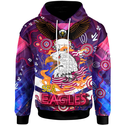 Australia Sea Eagles Hoodie - Custom Australia Sea Eagles Champions with Aboriginal Inspired Abstract Dot Painting Player And Number Hoodie