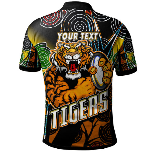 Wests Tigers Polo Shirt - Custom Tiger Ball Aboriginal Inspired Art Vector Painting Personalised Player And Number Polo Shirt Wests Tigers Polo Shirt - Custom Tiger Ball Aboriginal Inspired Art Vector Painting Personalised Player And Number Polo Shirt