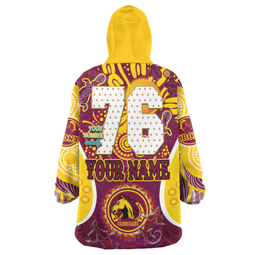 Brisbane Broncos Custom Snug Hoodie - Go Mighty Broncos Indigenous Art Personalised Player Name And Number
