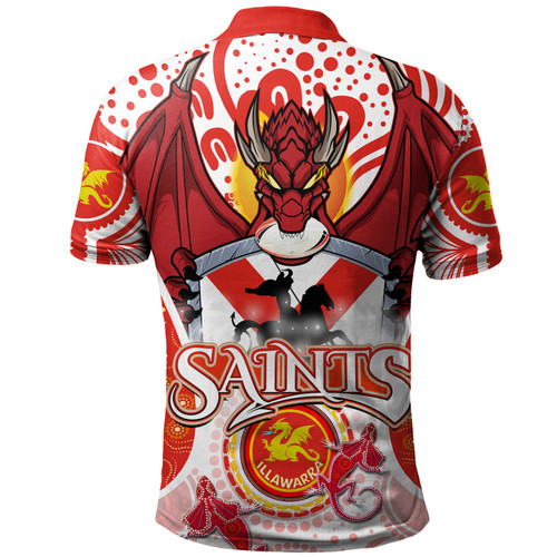 Australia Illawarra and St George Custom Polo Shirt - Saints With Aboriginal Inspired Dot Art Polo Shirt Australia Illawarra and St George Custom Polo Shirt - Saints With Aboriginal Inspired Dot Art Polo Shirt