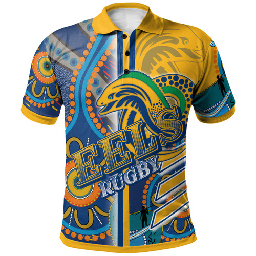 Parramatta Eels Polo Shirt - Custom Parramatta Eels Logo Aboriginal Inspired Indigenous Sport Style Polo Shirt