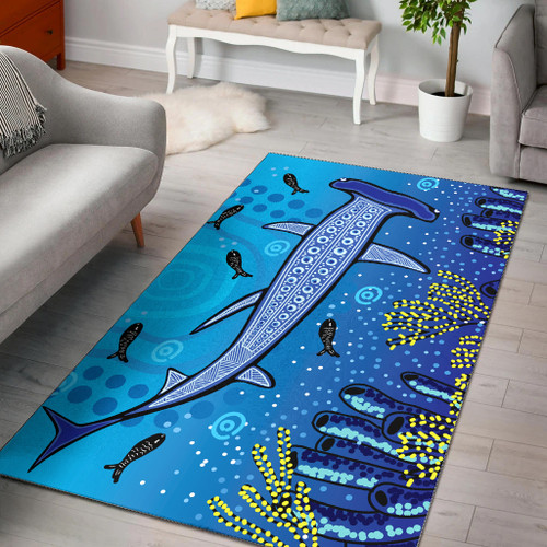 Australia Aboriginal Area Rug - Aboriginal art vector painting with hammerhead shark Australia Aboriginal Area Rug - Aboriginal art vector painting with hammerhead shark