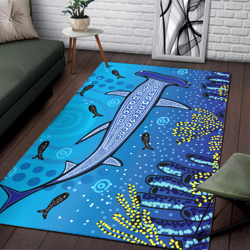 Australia Aboriginal Area Rug - Aboriginal art vector painting with hammerhead shark Australia Aboriginal Area Rug - Aboriginal art vector painting with hammerhead shark