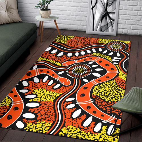 Australia Aboriginal Area Rug - Aboriginal dot art snake artwork Australia Aboriginal Area Rug - Aboriginal dot art snake artwork