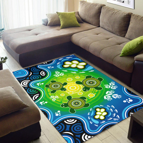 Australia Aboriginal Area Rug - Aboriginal turtles dot art painting Australia Aboriginal Area Rug - Aboriginal turtles dot art painting