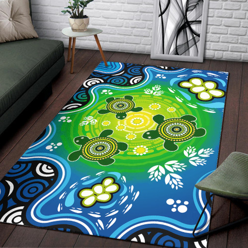 Australia Aboriginal Area Rug - Aboriginal turtles dot art painting Australia Aboriginal Area Rug - Aboriginal turtles dot art painting