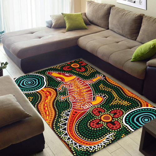 Australia Aboriginal Area Rug - Crocodile art in aboriginal dot style Australia Aboriginal Area Rug - Crocodile art in aboriginal dot style
