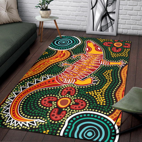 Australia Aboriginal Area Rug - Crocodile art in aboriginal dot style Australia Aboriginal Area Rug - Crocodile art in aboriginal dot style