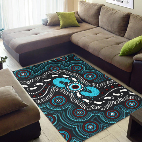 Australia Aboriginal Area Rug - Footprint painting with aboriginal dot art Australia Aboriginal Area Rug - Footprint painting with aboriginal dot art