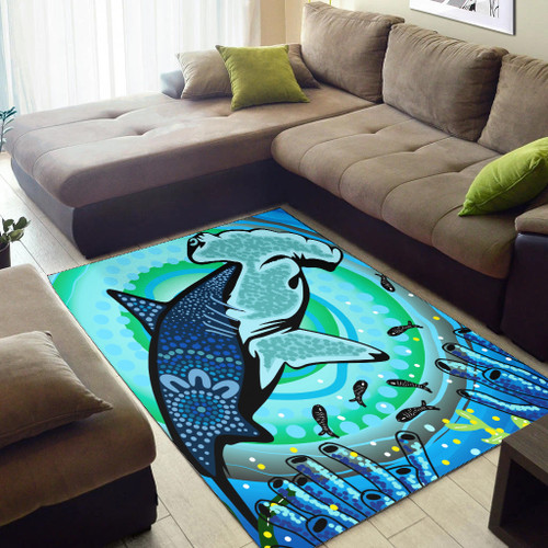 Australia Aboriginal Area Rug - Hammerhead shark aboriginal art Australia Aboriginal Area Rug - Hammerhead shark aboriginal art