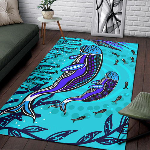 Australia Aboriginal Area Rug - Mother and baby dugong aboriginal art Australia Aboriginal Area Rug - Mother and baby dugong aboriginal art