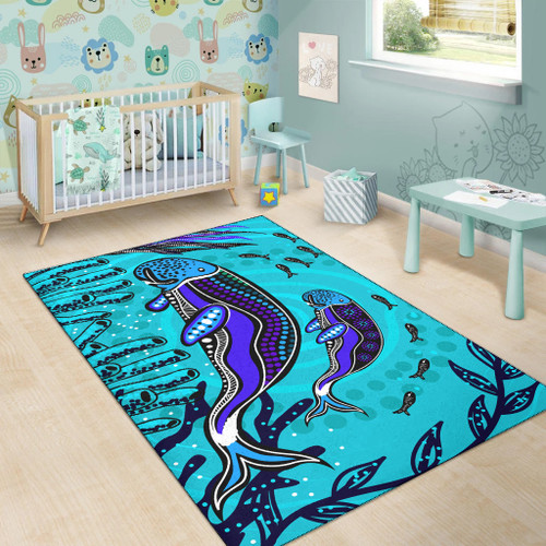 Australia Aboriginal Area Rug - Mother and baby dugong aboriginal art Australia Aboriginal Area Rug - Mother and baby dugong aboriginal art