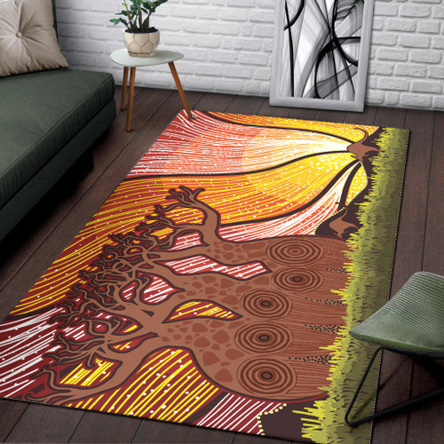 Australia Aboriginal Area Rug - Nature painting with boab tree Australia Aboriginal Area Rug - Nature painting with boab tree