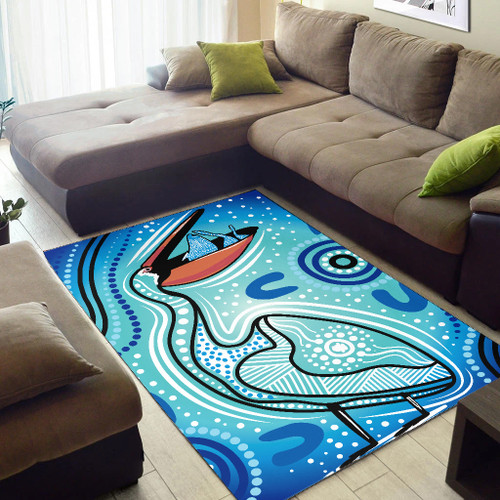 Australia Aboriginal Area Rug - Pelican aboriginal dot painting Australia Aboriginal Area Rug - Pelican aboriginal dot painting