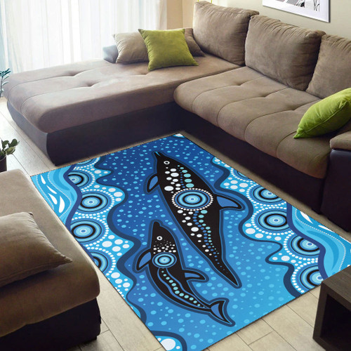 Australia Aboriginal Area Rug - Aboriginal dot art design with mother and baby dolphin Australia Aboriginal Area Rug - Aboriginal dot art design with mother and baby dolphin