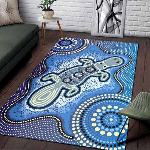 Australia Aboriginal Area Rug - Platypus aboriginal dot painting Australia Aboriginal Area Rug - Platypus aboriginal dot painting
