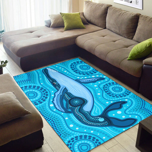 Australia Aboriginal Area Rug - Whale aboriginal dot art painting