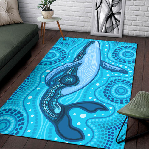 Australia Aboriginal Area Rug - Whale aboriginal dot art painting