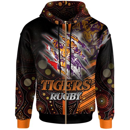 Wests Tigers Hoodie - Custom Wests Tigers Claw Aboriginal Inspired Indigenous Sport Style Hoodie Wests Tigers Hoodie - Custom Wests Tigers Claw Aboriginal Inspired Indigenous Sport Style Hoodie