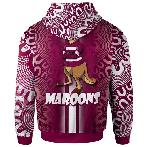 Maroons Rugby Hoodie - Custom Kangaroo Aboriginal Inspired Indigenous Sport Style Hoodie Maroons Rugby Hoodie - Custom Kangaroo Aboriginal Inspired Indigenous Sport Style Hoodie