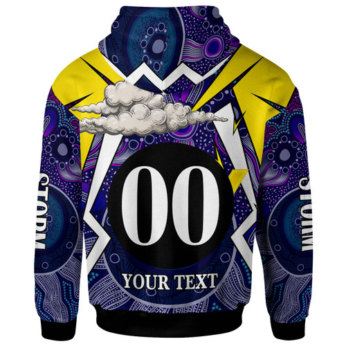 Melbourne Storm Hoodie - Custom Championship Melbourne Storm Mascot with Aboriginal Inspired Pattern Player And Number Hoodie Melbourne Storm Hoodie - Custom Championship Melbourne Storm Mascot with Aboriginal Inspired Pattern Player And Number Hoodie