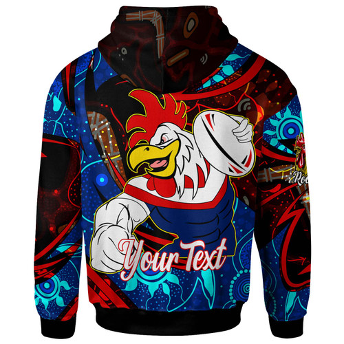 Sydney Roosters Hoodie - Custom Sydney Roosters Mascot with Aboriginal Inspired Dot Painting Player And Number Hoodie Sydney Roosters Hoodie - Custom Sydney Roosters Mascot with Aboriginal Inspired Dot Painting Player And Number Hoodie