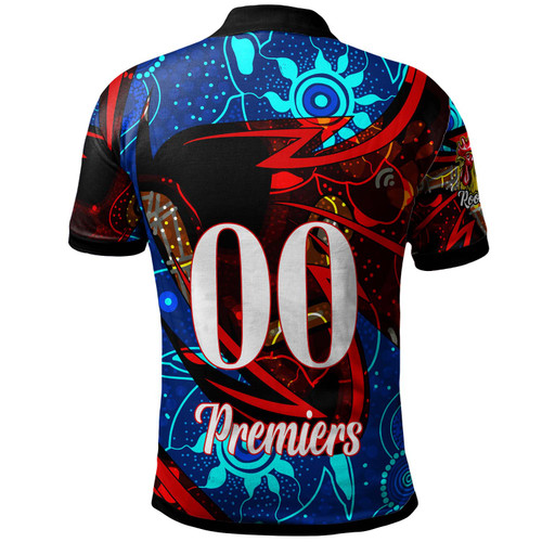 Sydney Roosters Polo Shirt - Custom Sydney Roosters Mascot with Aboriginal Inspired Dot Painting Player And Number Polo Shirt Sydney Roosters Polo Shirt - Custom Sydney Roosters Mascot with Aboriginal Inspired Dot Painting Player And Number Polo Shirt