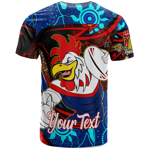 Sydney Roosters T-Shirt - Custom Sydney Roosters Mascot with Aboriginal Inspired Dot Painting Player And Number T-Shirt Sydney Roosters T-Shirt - Custom Sydney Roosters Mascot with Aboriginal Inspired Dot Painting Player And Number T-Shirt