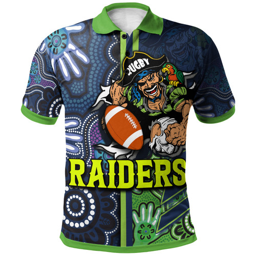 Canberra Raiders Polo Shirt - Custom Canberra Raiders Ball Aboriginal Inspired Indigenous Sport Style Polo Shirt