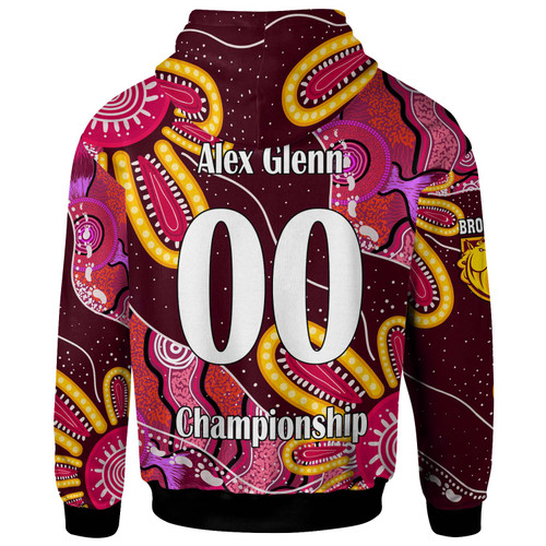 Brisbane Broncos Hoodie - Custom Broncos Aboriginal Inspired Dot Painting Player And Number Woman Hoodie