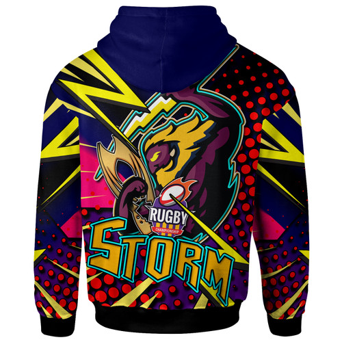 Melbourne Storm Hoodie - Custom Melbourne Storm And Thunder Grand Final Style Of Dot Background Personalised Player And Number Hoodie Melbourne Storm Hoodie - Custom Melbourne Storm And Thunder Grand Final Style Of Dot Background Personalised Player And Number Hoodie