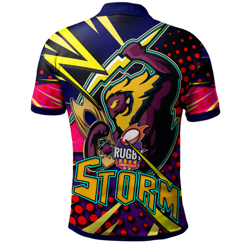 Melbourne Storm Polo Shirt - Custom Melbourne Storm And Thunder Grand Final Style Of Dot Background Personalised Player And Number Polo Shirt Melbourne Storm Polo Shirt - Custom Melbourne Storm And Thunder Grand Final Style Of Dot Background Personalised Player And Number Polo Shirt