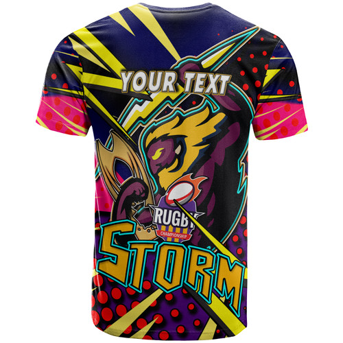 Melbourne Storm T-Shirt - Custom Melbourne Storm And Thunder Grand Final Style Of Dot Background Personalised Player And Number T-Shirt Melbourne Storm T-Shirt - Custom Melbourne Storm And Thunder Grand Final Style Of Dot Background Personalised Player And Number T-Shirt
