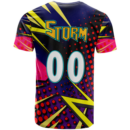 Melbourne Storm T-Shirt - Custom Melbourne Storm And Thunder Grand Final Style Of Dot Background Personalised Player And Number T-Shirt Melbourne Storm T-Shirt - Custom Melbourne Storm And Thunder Grand Final Style Of Dot Background Personalised Player And Number T-Shirt