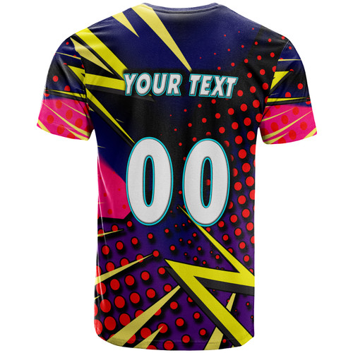 Melbourne Storm T-Shirt - Custom Melbourne Storm And Thunder Grand Final Style Of Dot Background Personalised Player And Number T-Shirt Melbourne Storm T-Shirt - Custom Melbourne Storm And Thunder Grand Final Style Of Dot Background Personalised Player And Number T-Shirt